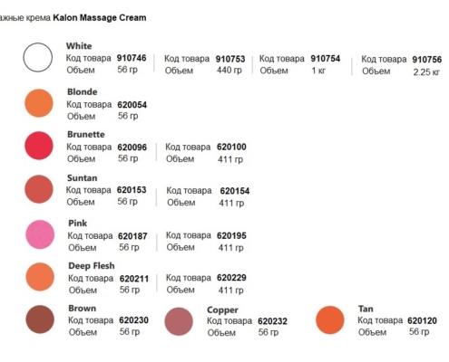 Массажный крем Kalon Massage Cream, производитель Dodge, профессиональная танатокосметика для бальзамирования и ухода за телом от компании TanatoService